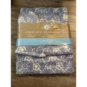 Nantucket Home 5 Piece Child's Baking Set Apron Oven Mitts Pot Holder Towel NEW